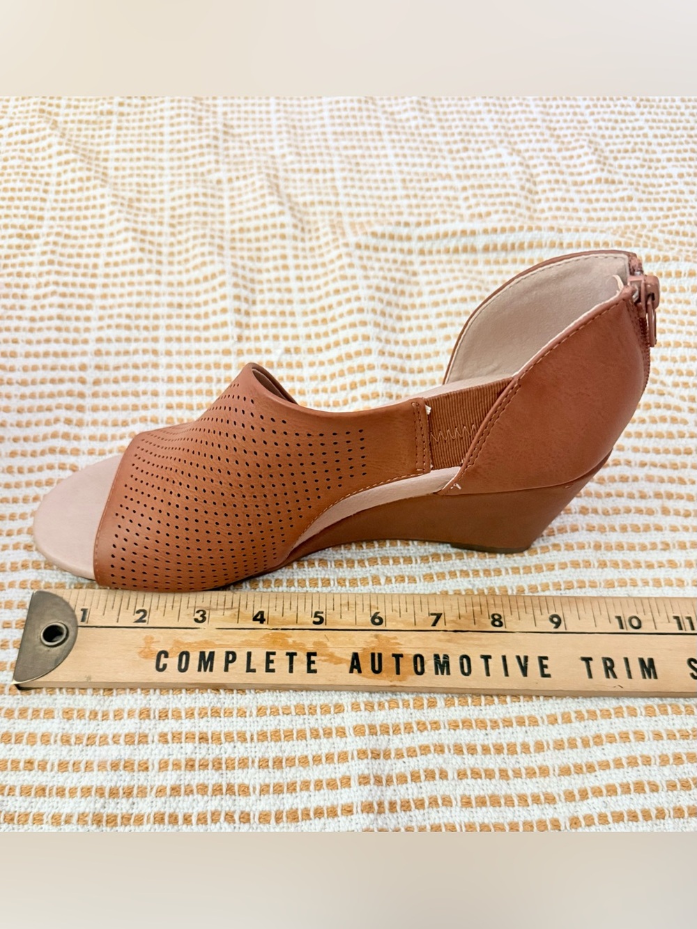 Journee Collection Aretha Open-Toe Wedge Sandals in Cognac - Picture 10 of 10